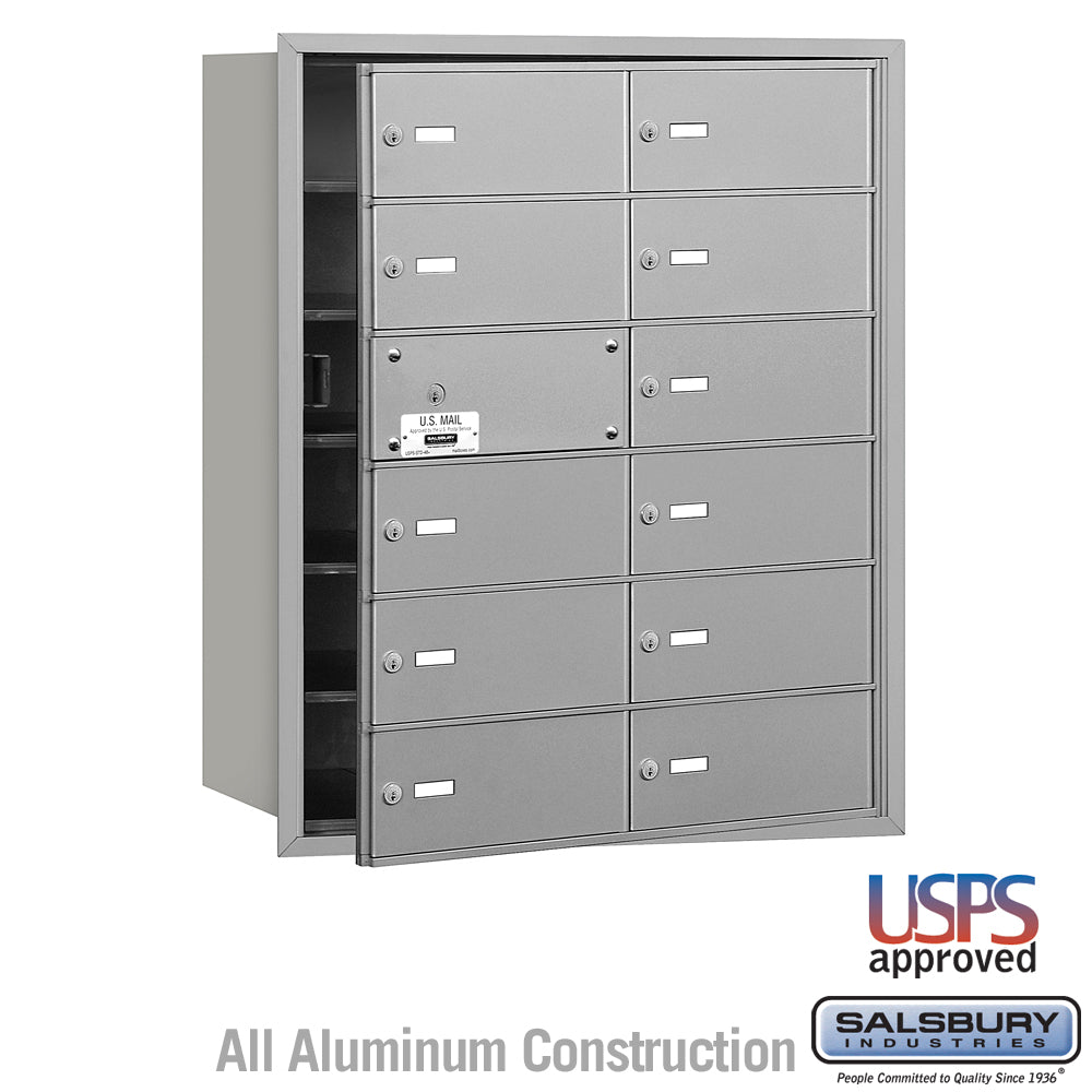 4B+ Horizontal Mailbox - 12 B Doors (11 usable) - Aluminum - Front Loading - USPS Access