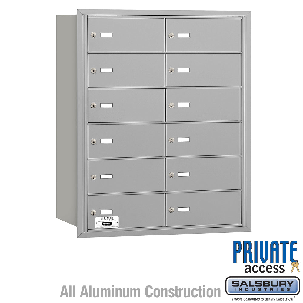 4B+ Horizontal Mailbox - 12 B Doors - Aluminum - Rear Loading - Private Access