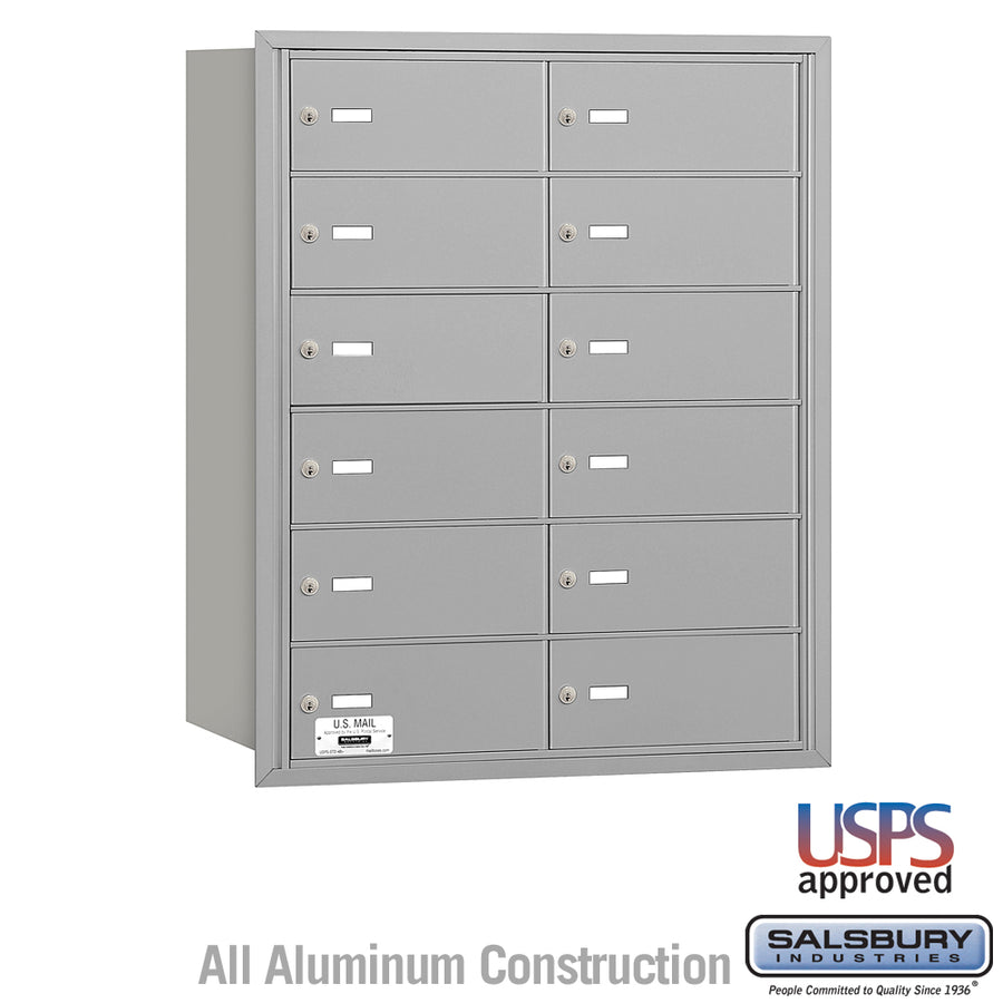 4B+ Horizontal Mailbox - 12 B Doors - Aluminum - Rear Loading - USPS Access
