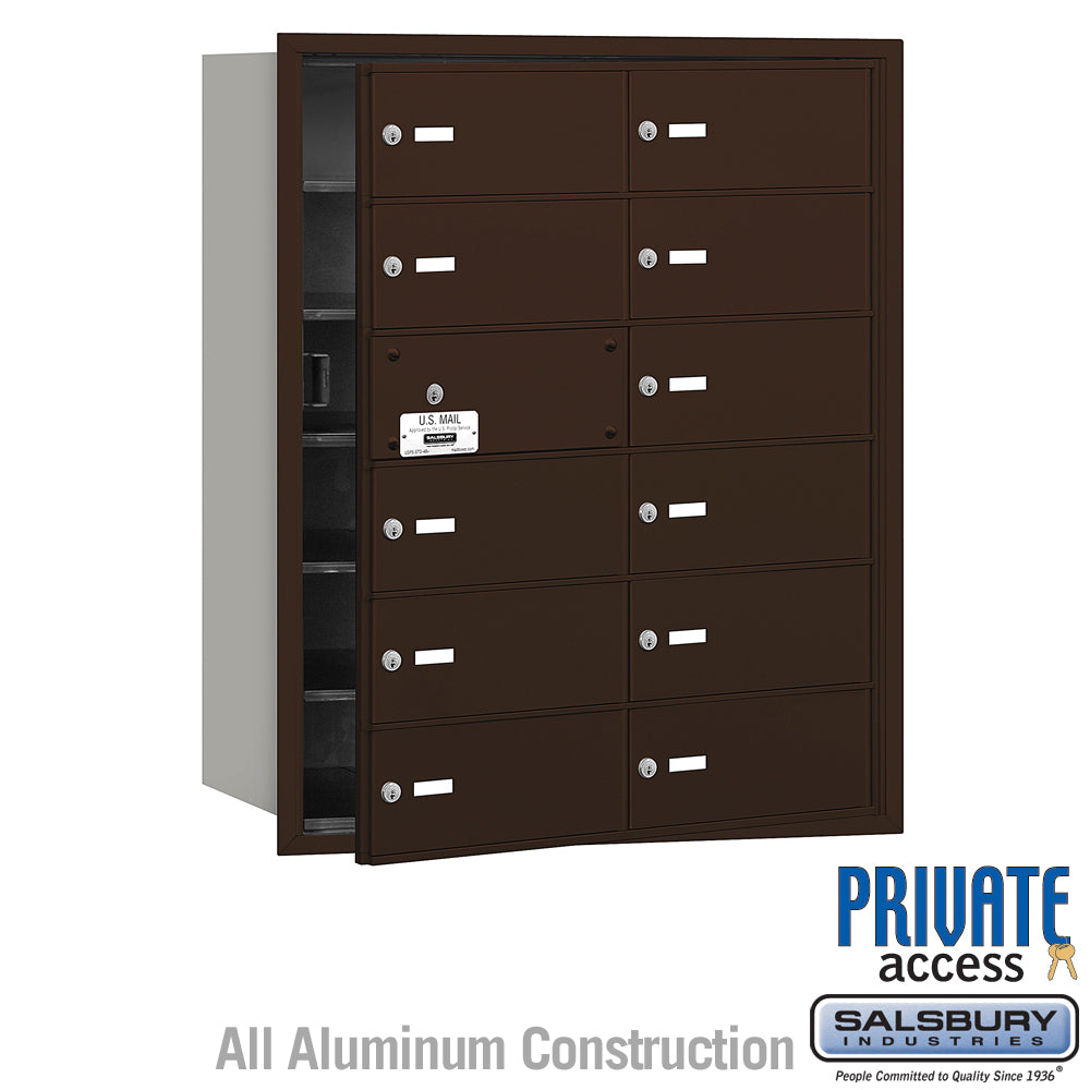 4B+ Horizontal Mailbox (Includes Master Commercial Lock) - 12 B Doors (11 usable) - Bronze - Front Loading - Private Access