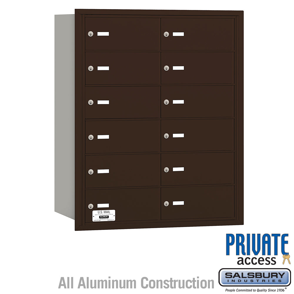 4B+ Horizontal Mailbox - 12 B Doors - Bronze - Rear Loading - Private Access