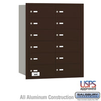 Thumbnail for 4B+ Horizontal Mailbox - 12 B Doors - Bronze - Rear Loading - USPS Access