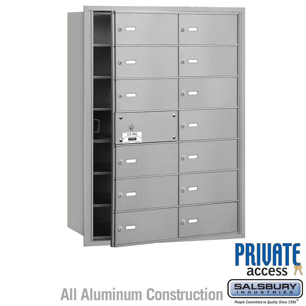 4B+ Horizontal Mailbox (Includes Master Commercial Lock) - 14 B Doors (13 usable) - Aluminum - Front Loading - Private Access