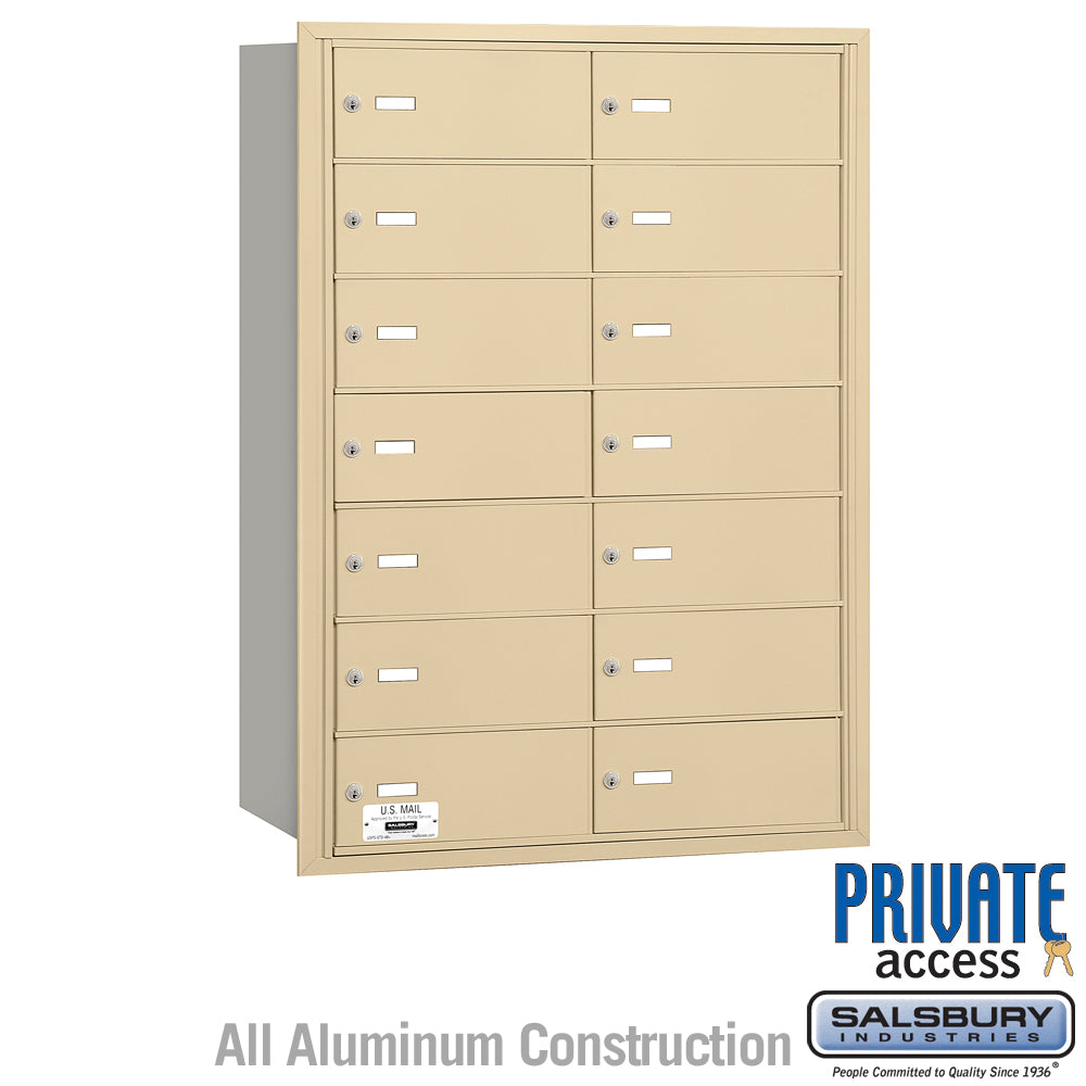 4B+ Horizontal Mailbox - 14 B Doors - Sandstone - Rear Loading - Private Access