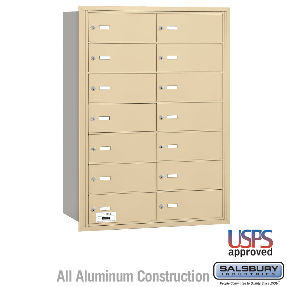 4B+ Horizontal Mailbox - 14 B Doors - Sandstone - Rear Loading - USPS Access