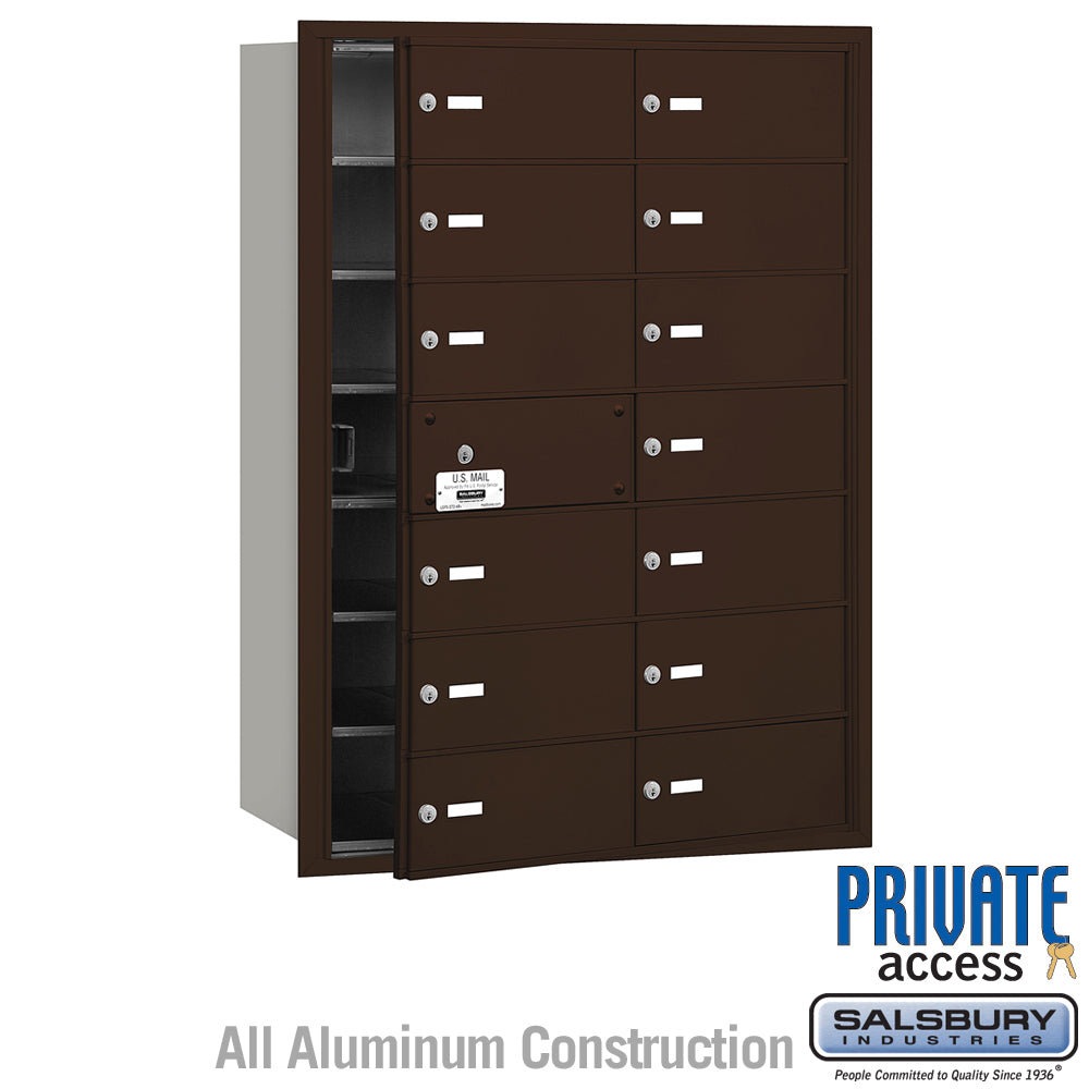 4B+ Horizontal Mailbox (Includes Master Commercial Lock) - 14 B Doors (13 usable) - Bronze - Front Loading - Private Access