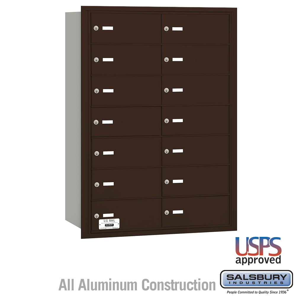 4B+ Horizontal Mailbox - 14 B Doors - Bronze - Rear Loading - USPS Access