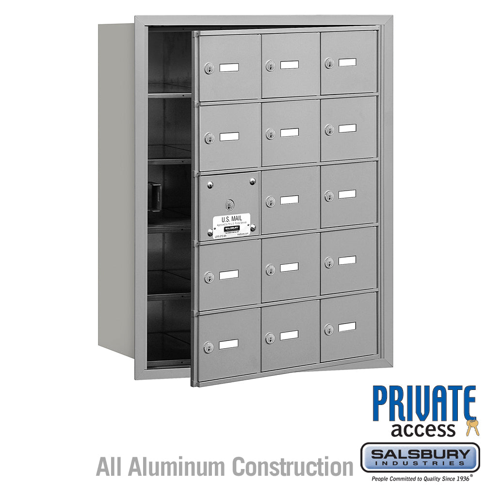 4B+ Horizontal Mailbox (Includes Master Commercial Lock) - 15 A Doors (14 usable) - Aluminum - Front Loading - Private Access