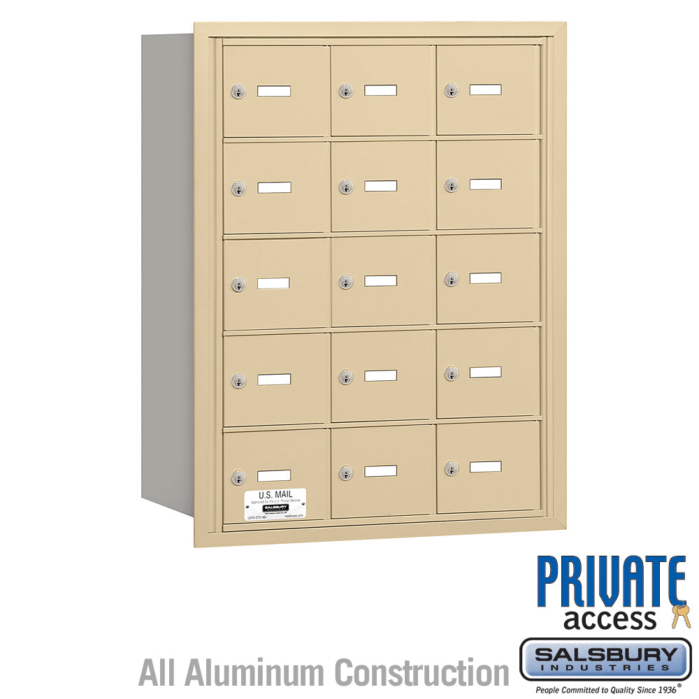 4B+ Horizontal Mailbox - 15 A Doors - Sandstone - Rear Loading - Private Access