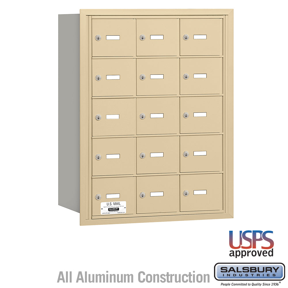 4B+ Horizontal Mailbox - 15 A Doors - Sandstone - Rear Loading - USPS Access