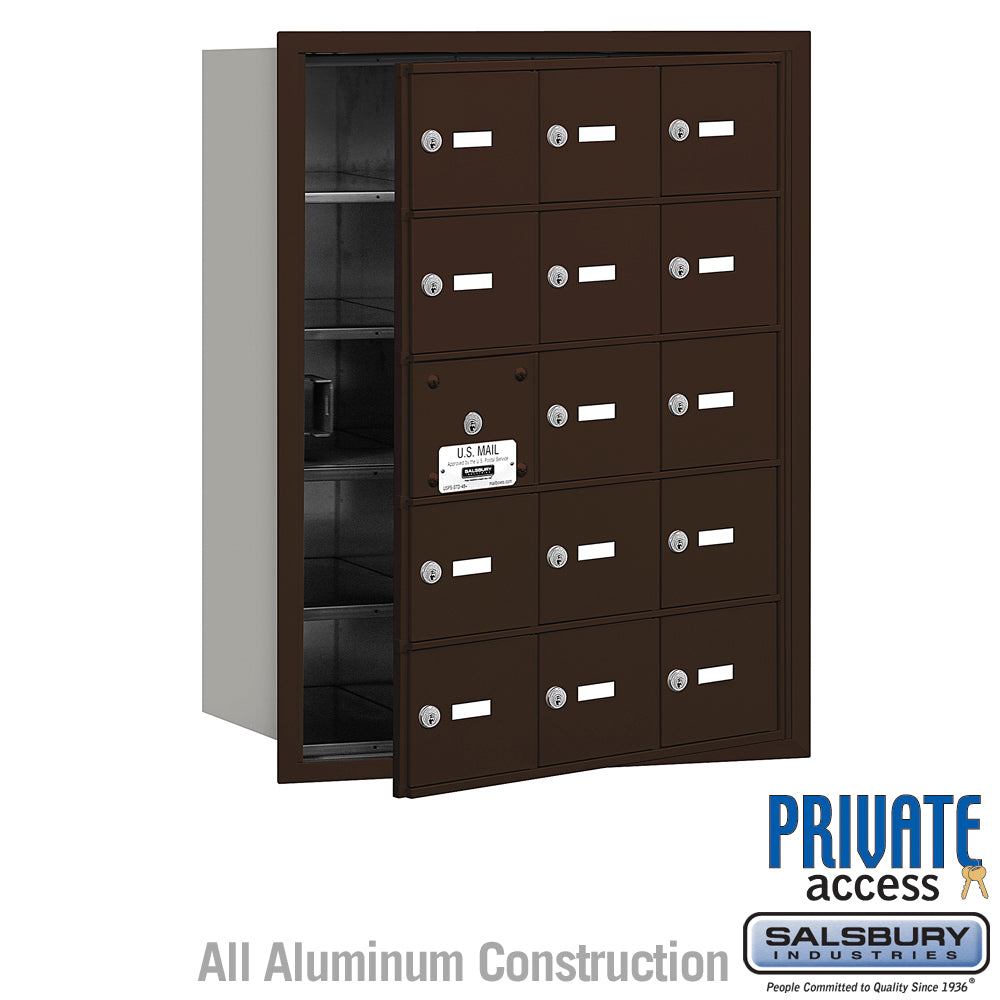 4B+ Horizontal Mailbox (Includes Master Commercial Lock) - 15 A Doors (14 usable)  - Bronze - Front Loading - Private Access