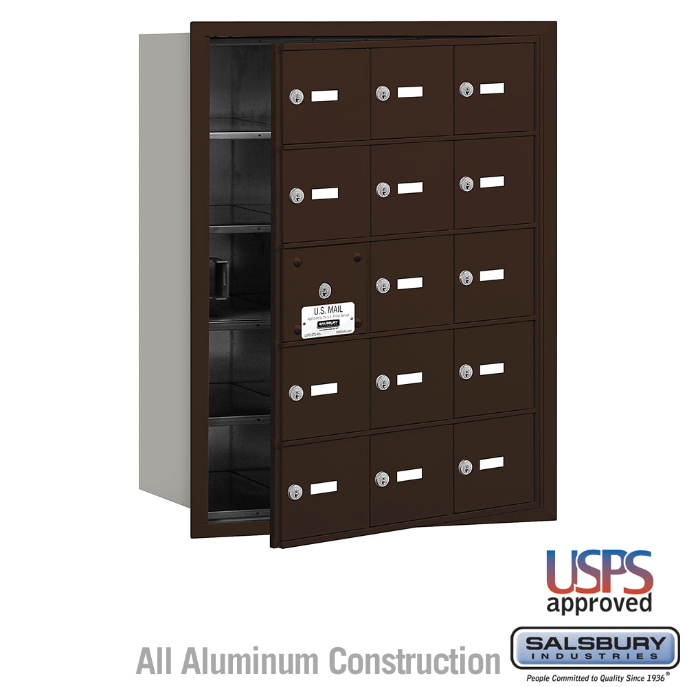 4B+ Horizontal Mailbox - 15 A Doors (14 usable) - Bronze - Front Loading - USPS Access