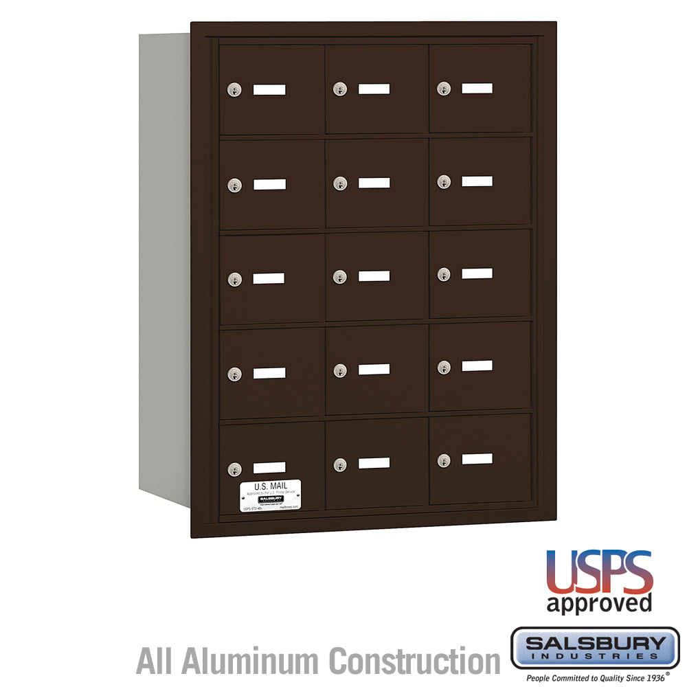 4B+ Horizontal Mailbox - 15 A Doors - Bronze - Rear Loading - USPS Access