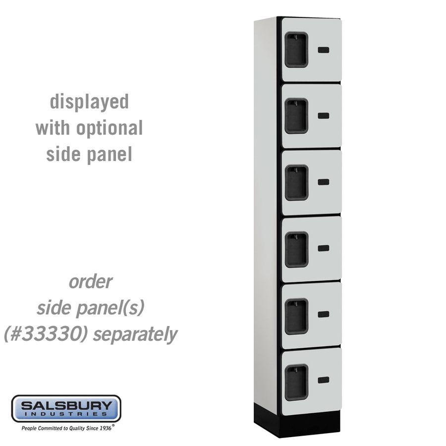 12" Wide Six Tier Box Style Designer Wood Locker - 1 Wide - 6 Feet High - 15 Inches Deep - Gray
