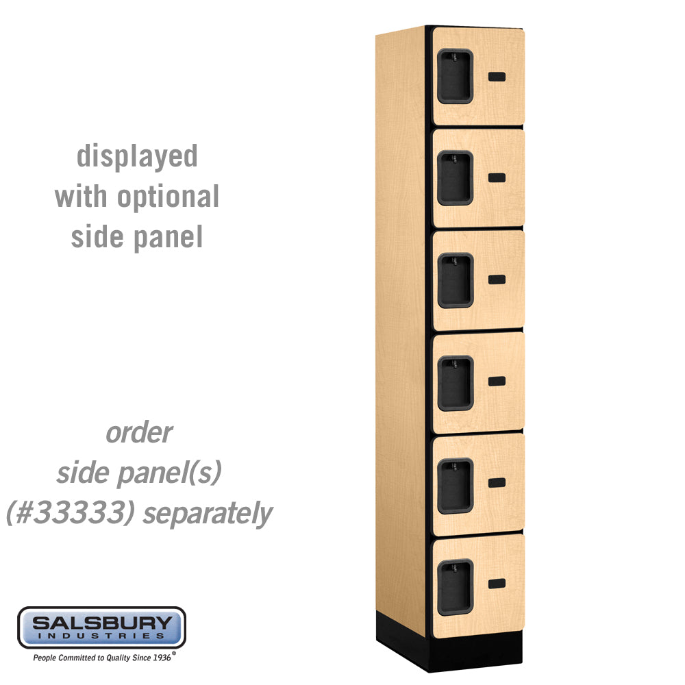 12" Wide Six Tier Box Style Designer Wood Locker - 1 Wide - 6 Feet High - 18 Inches Deep - Maple