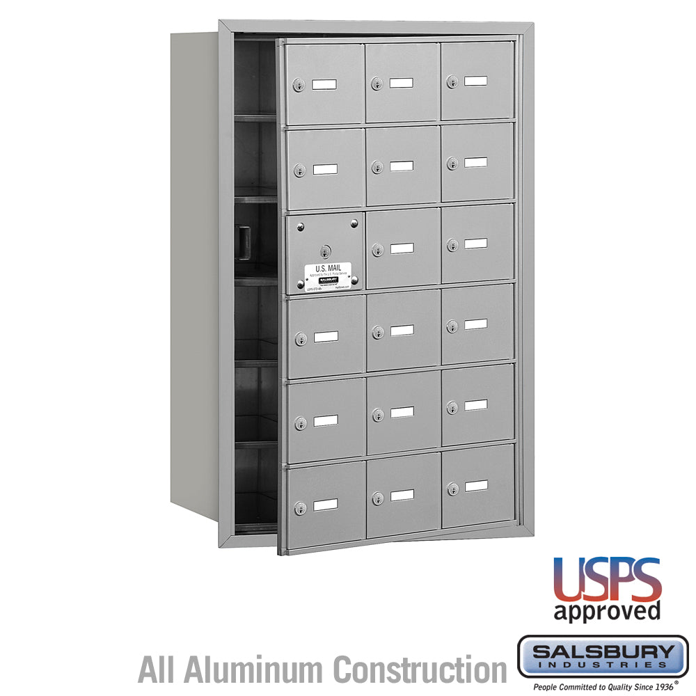 4B+ Horizontal Mailbox - 18 A Doors (17 usable) - Aluminum - Front Loading - USPS Access