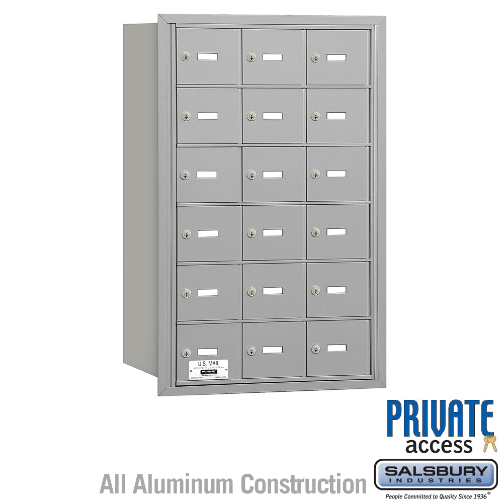 4B+ Horizontal Mailbox - 18 A Doors - Aluminum - Rear Loading - Private Access