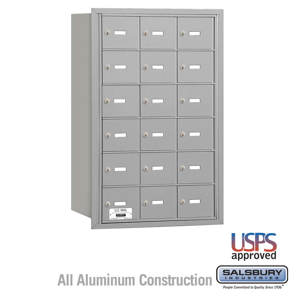 4B+ Horizontal Mailbox - 18 A Doors - Aluminum - Rear Loading - USPS Access