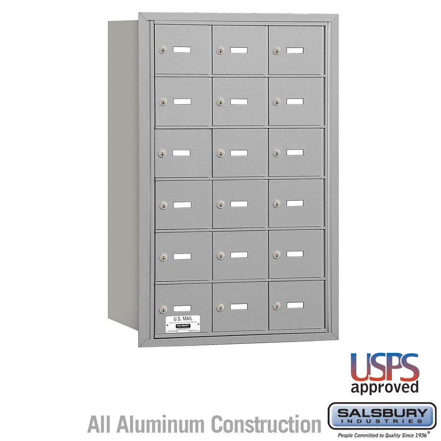 4B+ Horizontal Mailbox - 18 A Doors - Aluminum - Rear Loading - USPS Access