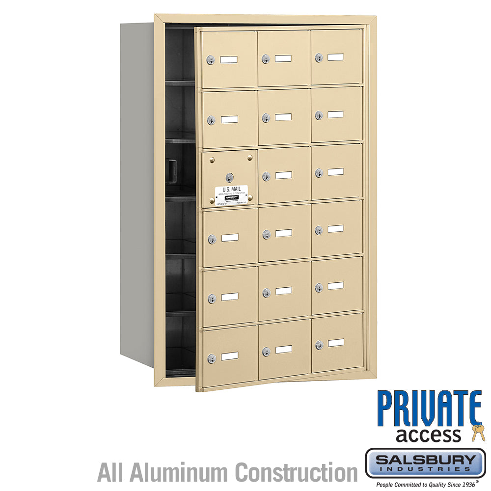 4B+ Horizontal Mailbox (Includes Master Commercial Lock) - 18 A Doors (17 usable) - Sandstone - Front Loading - Private Access