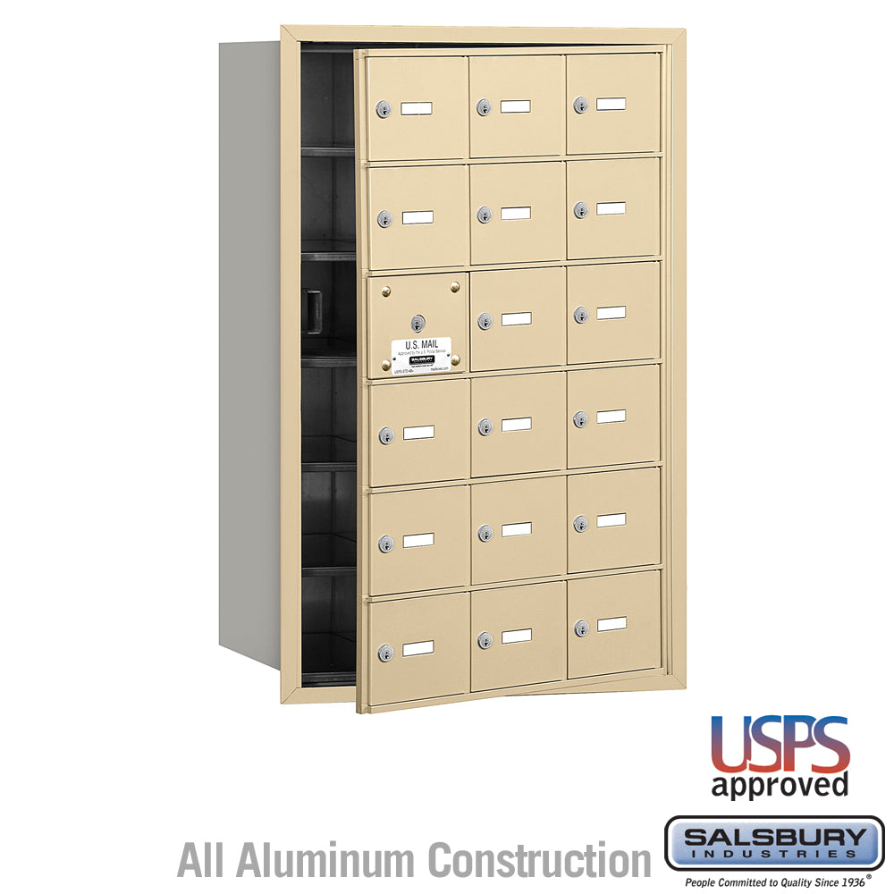 4B+ Horizontal Mailbox - 18 A Doors (17 usable) - Sandstone - Front Loading - USPS Access