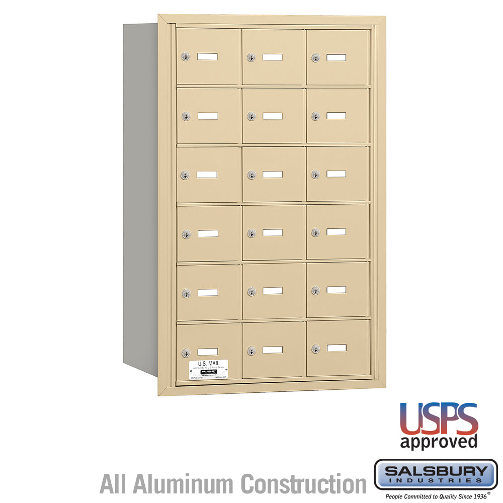 4B+ Horizontal Mailbox - 18 A Doors - Sandstone - Rear Loading - USPS Access