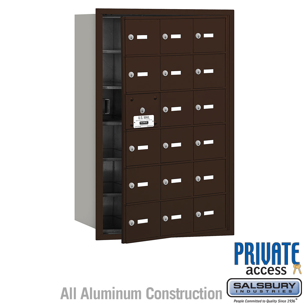 4B+ Horizontal Mailbox (Includes Master Commercial Lock) - 18 A Doors (17 usable) - Bronze - Front Loading - Private Access