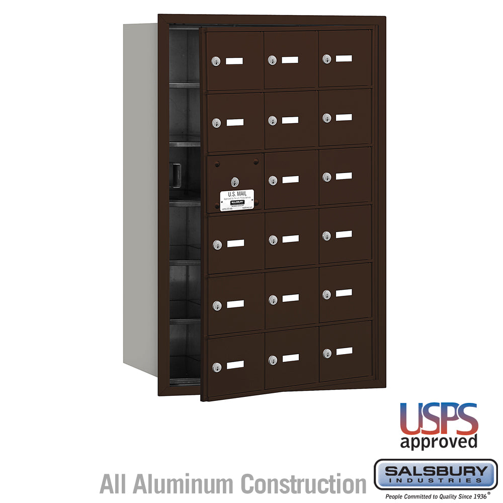 4B+ Horizontal Mailbox - 18 A Doors (17 usable) - Bronze - Front Loading - USPS Access