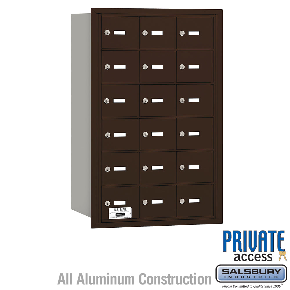 4B+ Horizontal Mailbox - 18 A Doors - Bronze - Rear Loading - Private Access