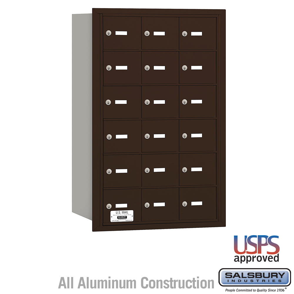 4B+ Horizontal Mailbox - 18 A Doors - Bronze - Rear Loading - USPS Access