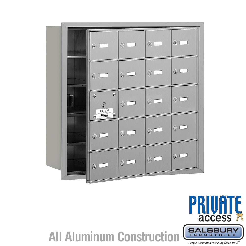 4B+ Horizontal Mailbox (Includes Master Commercial Lock) - 20 A Doors (19 usable) - Aluminum - Front Loading - Private Access