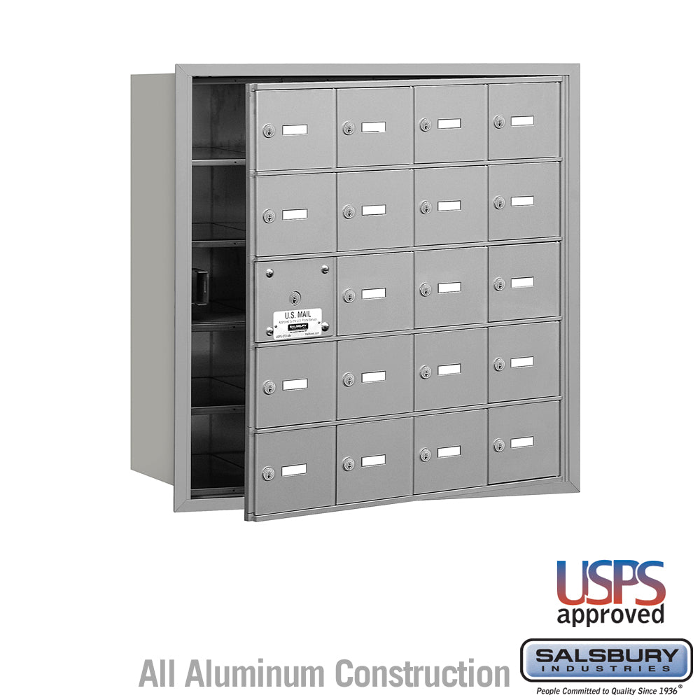 4B+ Horizontal Mailbox - 20 A Doors (19 usable) - Aluminum - Front Loading - USPS Access