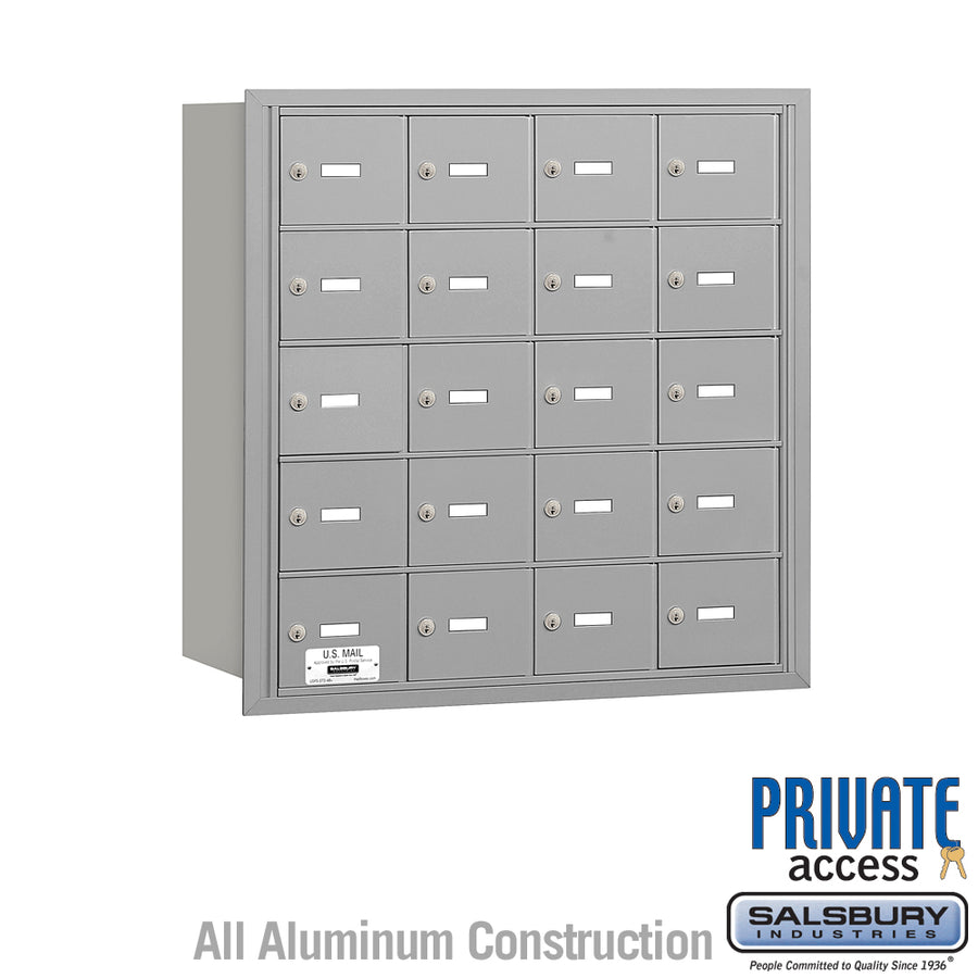 4B+ Horizontal Mailbox - 20 A Doors - Aluminum - Rear Loading - Private Access
