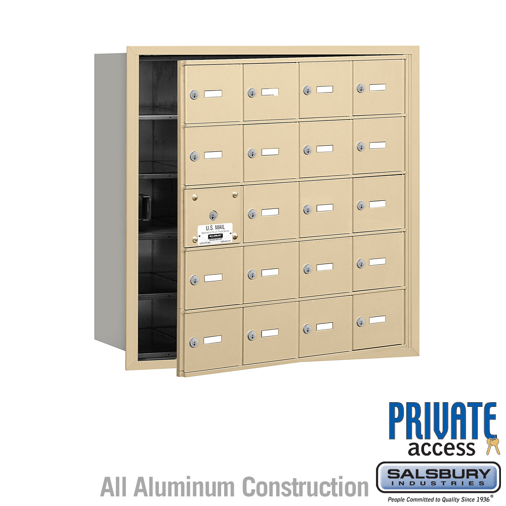 4B+ Horizontal Mailbox (Includes Master Commercial Lock) - 20 A Doors (19 usable) - Sandstone - Front Loading - Private Access