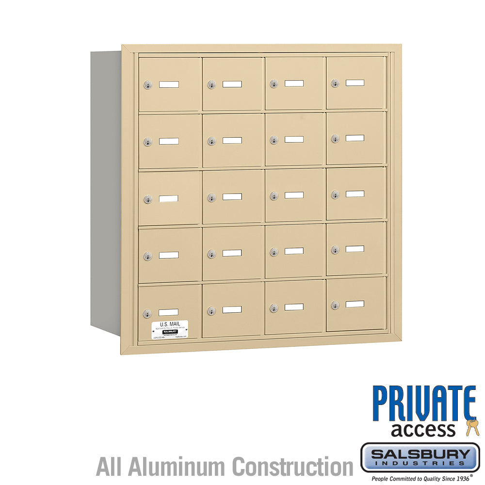 4B+ Horizontal Mailbox - 20 A Doors - Sandstone - Rear Loading - Private Access