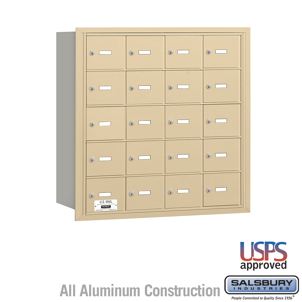 4B+ Horizontal Mailbox - 20 A Doors - Sandstone - Rear Loading - USPS Access