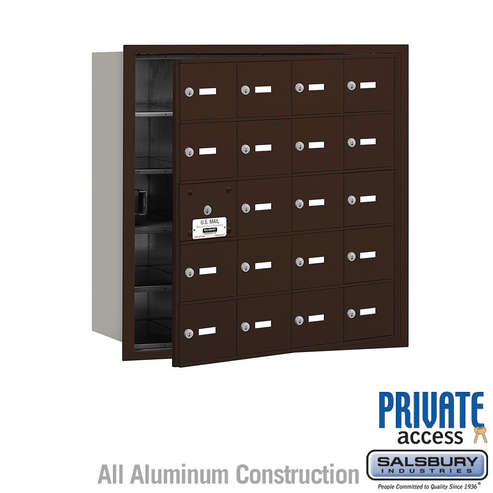 4B+ Horizontal Mailbox (Includes Master Commercial Lock) - 20 A Doors (19 usable) - Bronze - Front Loading - Private Access