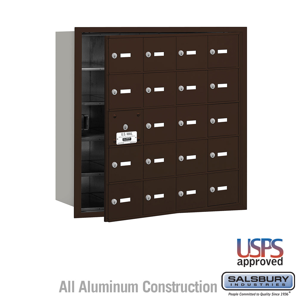 4B+ Horizontal Mailbox - 20 A Doors (19 usable) - Bronze - Front Loading - USPS Access