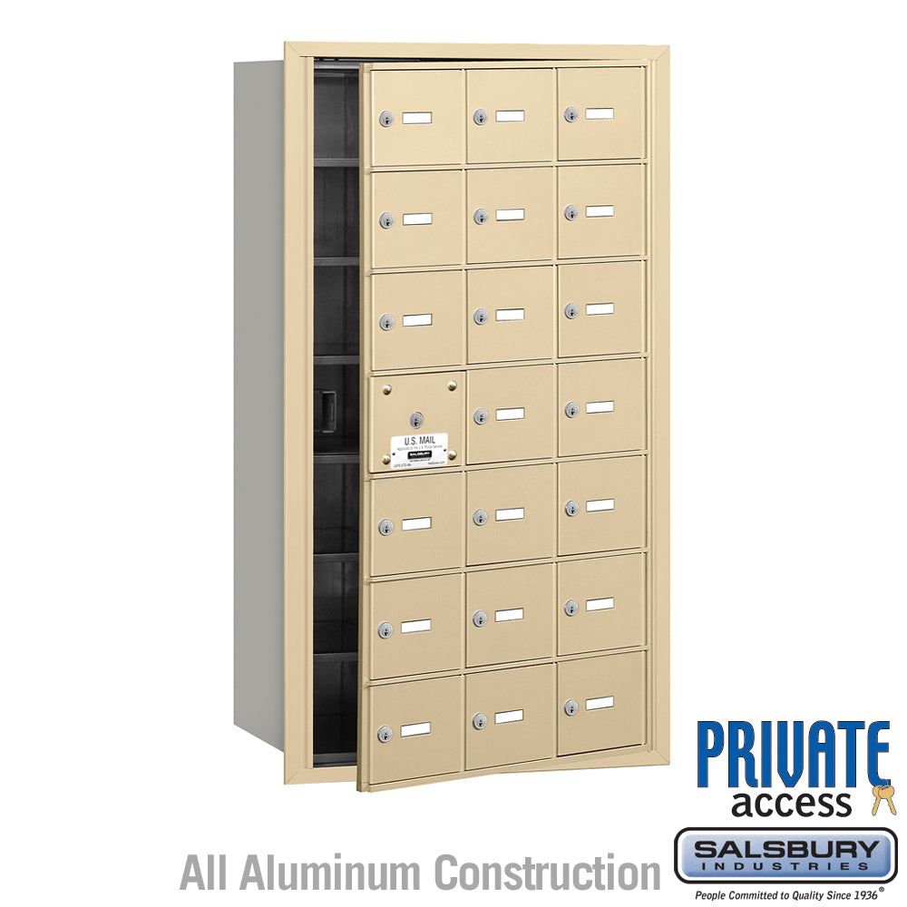 4B+ Horizontal Mailbox (Includes Master Commercial Lock) - 21 A Doors (20 usable) - Sandstone - Front Loading - Private Access