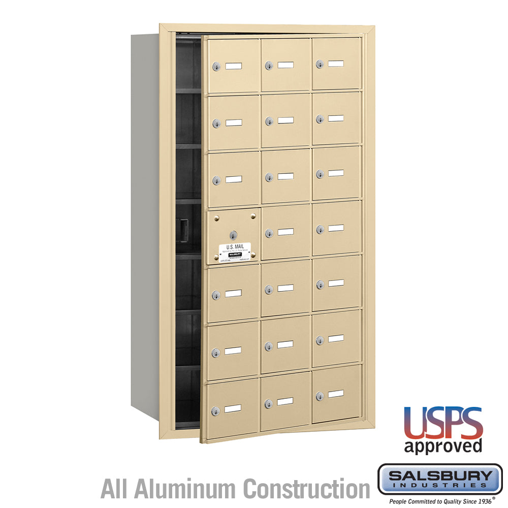 4B+ Horizontal Mailbox - 21 A Doors (20 usable) - Sandstone - Front Loading - USPS Access