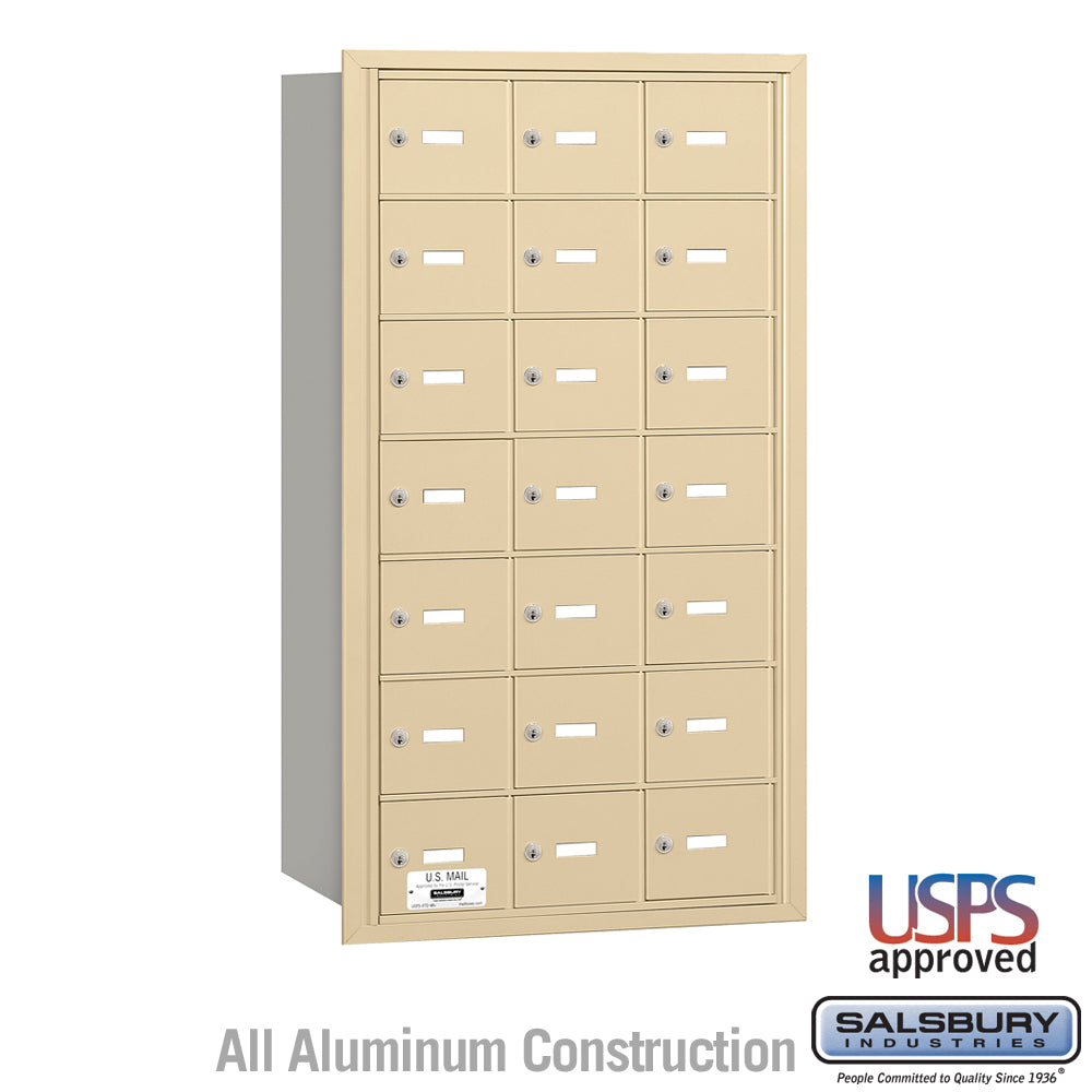 4B+ Horizontal Mailbox - 21 A Doors - Sandstone - Rear Loading - USPS Access