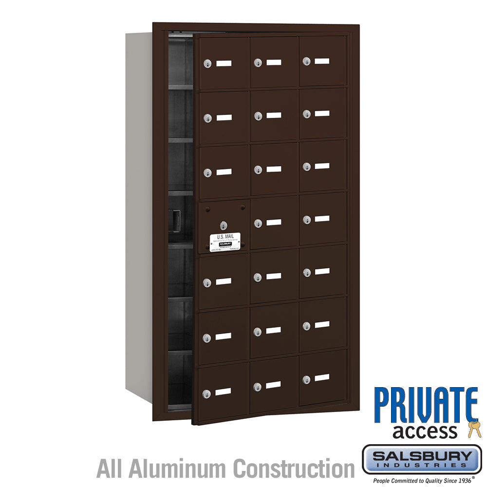 4B+ Horizontal Mailbox (Includes Master Commercial Lock) - 21 A Doors (20 usable) - Bronze - Front Loading - Private Access