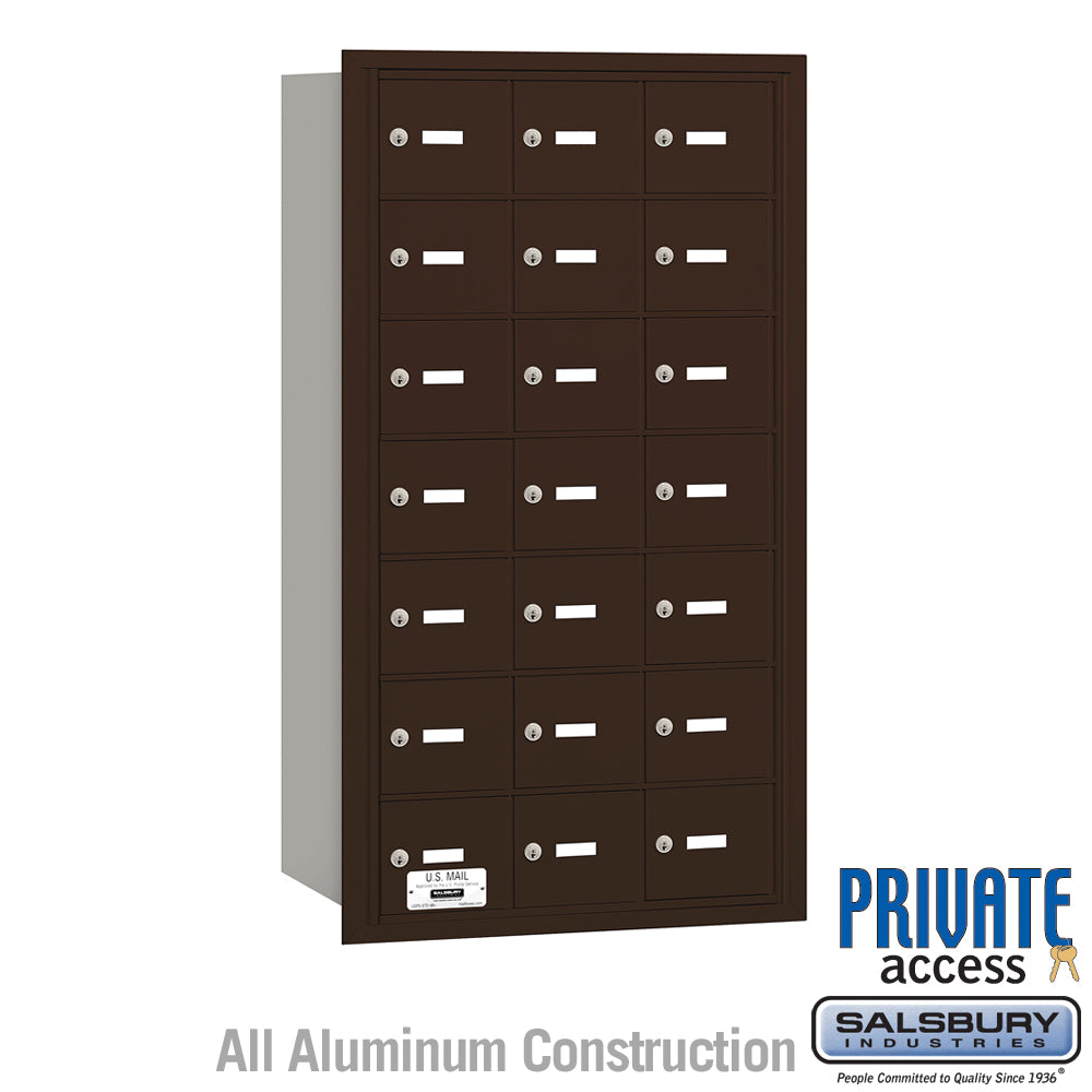 4B+ Horizontal Mailbox - 21 A Doors - Bronze - Rear Loading - Private Access