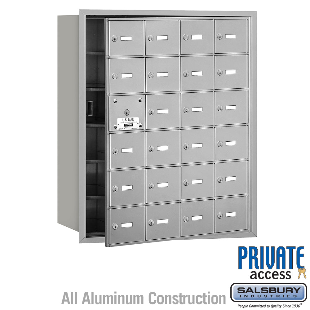 4B+ Horizontal Mailbox (Includes Master Commercial Lock) - 24 A Doors (23 usable) - Aluminum - Front Loading - Private Access