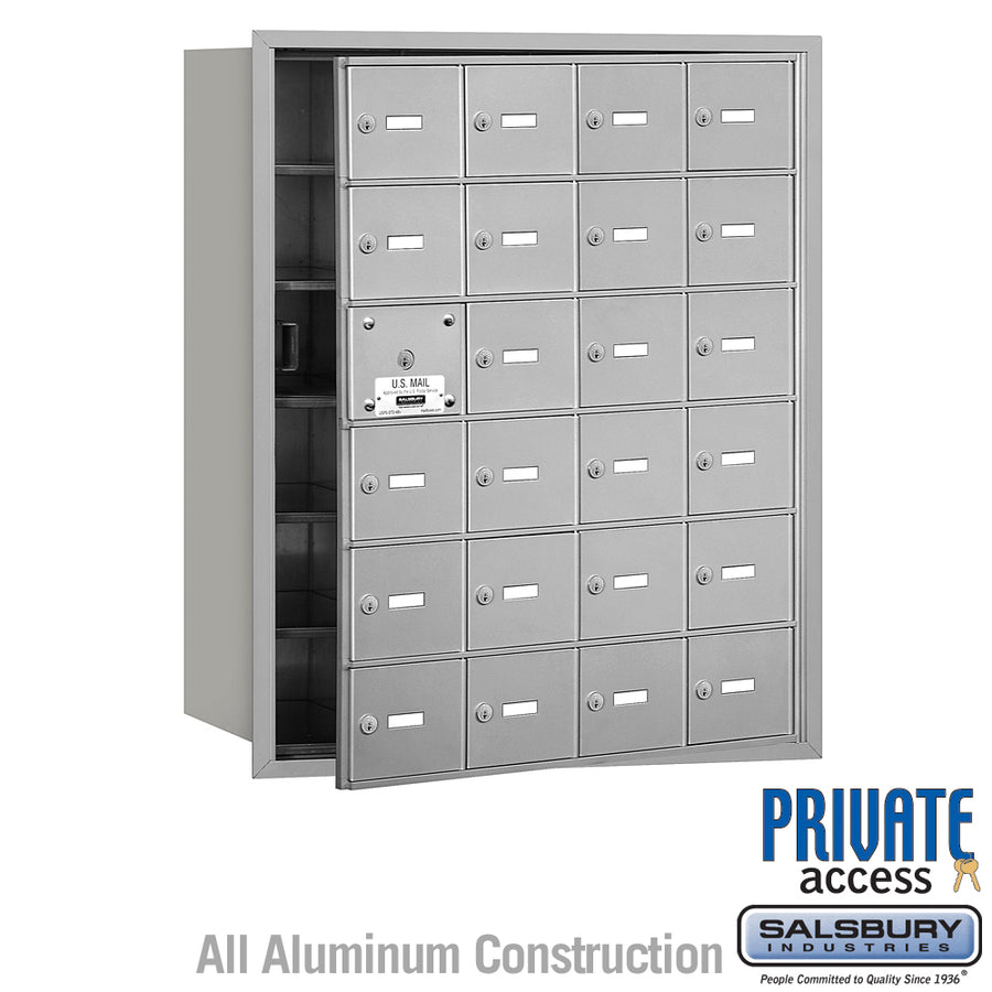 4B+ Horizontal Mailbox (Includes Master Commercial Lock) - 24 A Doors (23 usable) - Aluminum - Front Loading - Private Access