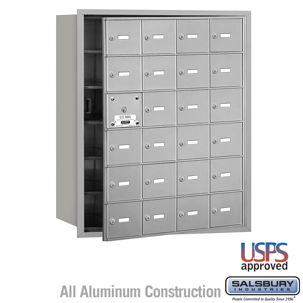 4B+ Horizontal Mailbox - 24 A Doors (23 usable) - Aluminum - Front Loading - USPS Access