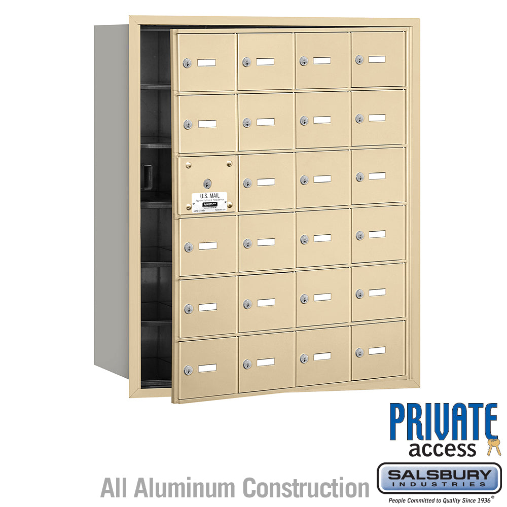 4B+ Horizontal Mailbox (Includes Master Commercial Lock) - 24 A Doors (23 usable) - Sandstone - Front Loading - Private Access