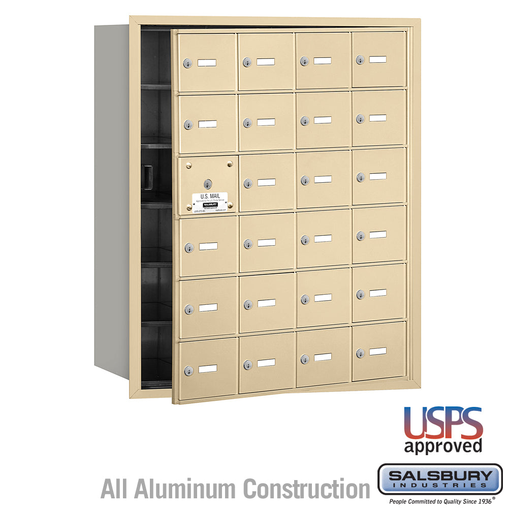 4B+ Horizontal Mailbox - 24 A Doors (23 usable) - Sandstone - Front Loading - USPS Access