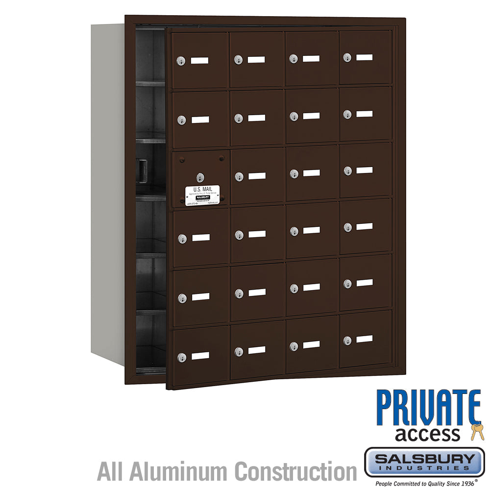 4B+ Horizontal Mailbox (Includes Master Commercial Lock) - 24 A Doors (23 usable) - Bronze - Front Loading - Private Access