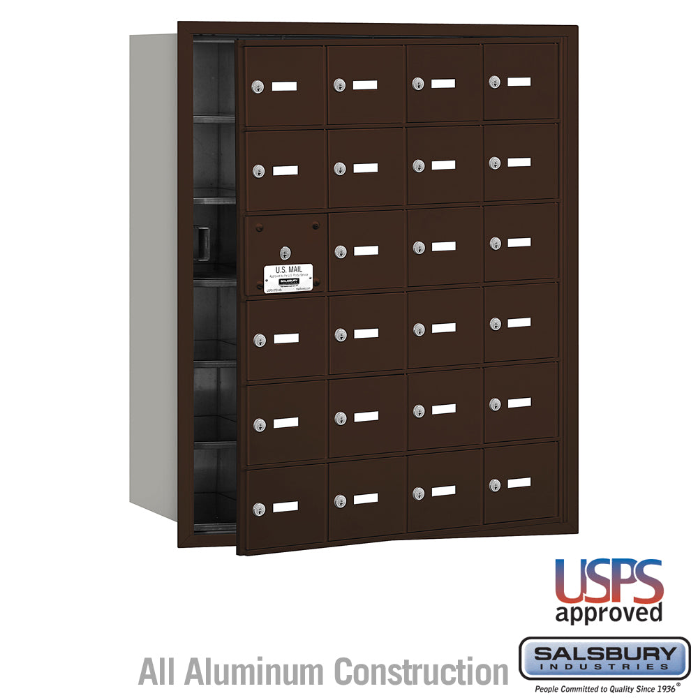 4B+ Horizontal Mailbox - 24 A Doors (23 usable) - Bronze - Front Loading - USPS Access